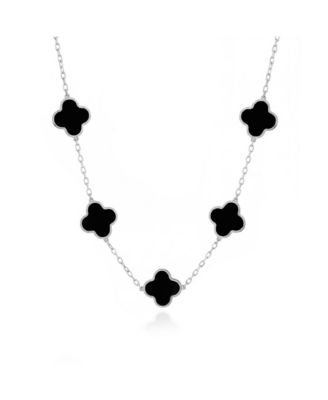 Classic Onyx Clover Necklace Sterling Silver