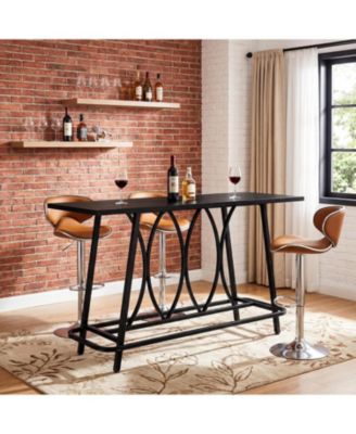 63-Inch Industrial Bar Table with Sturdy Metal Frame