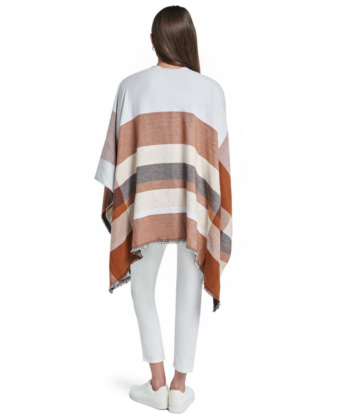 Calvin Klein Reversible Double Face Colorblock Plaid Shawl Ruana