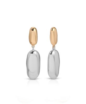 Gold Oval Drop Earrings