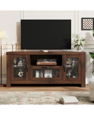 TV Stand for 55+ Inch TV, Entertainment Center with Acrylic Door Storage Cabinet & Adjustable Shelve
