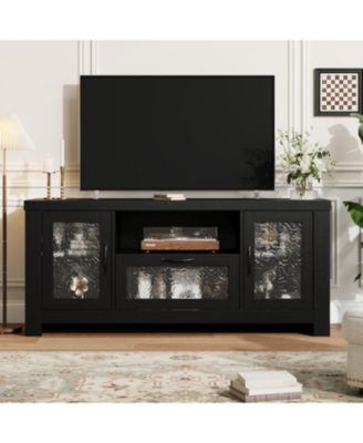 TV Stand for 55+ Inch TV, Entertainment Center with Acrylic Door Storage Cabinet & Adjustable Shelve
