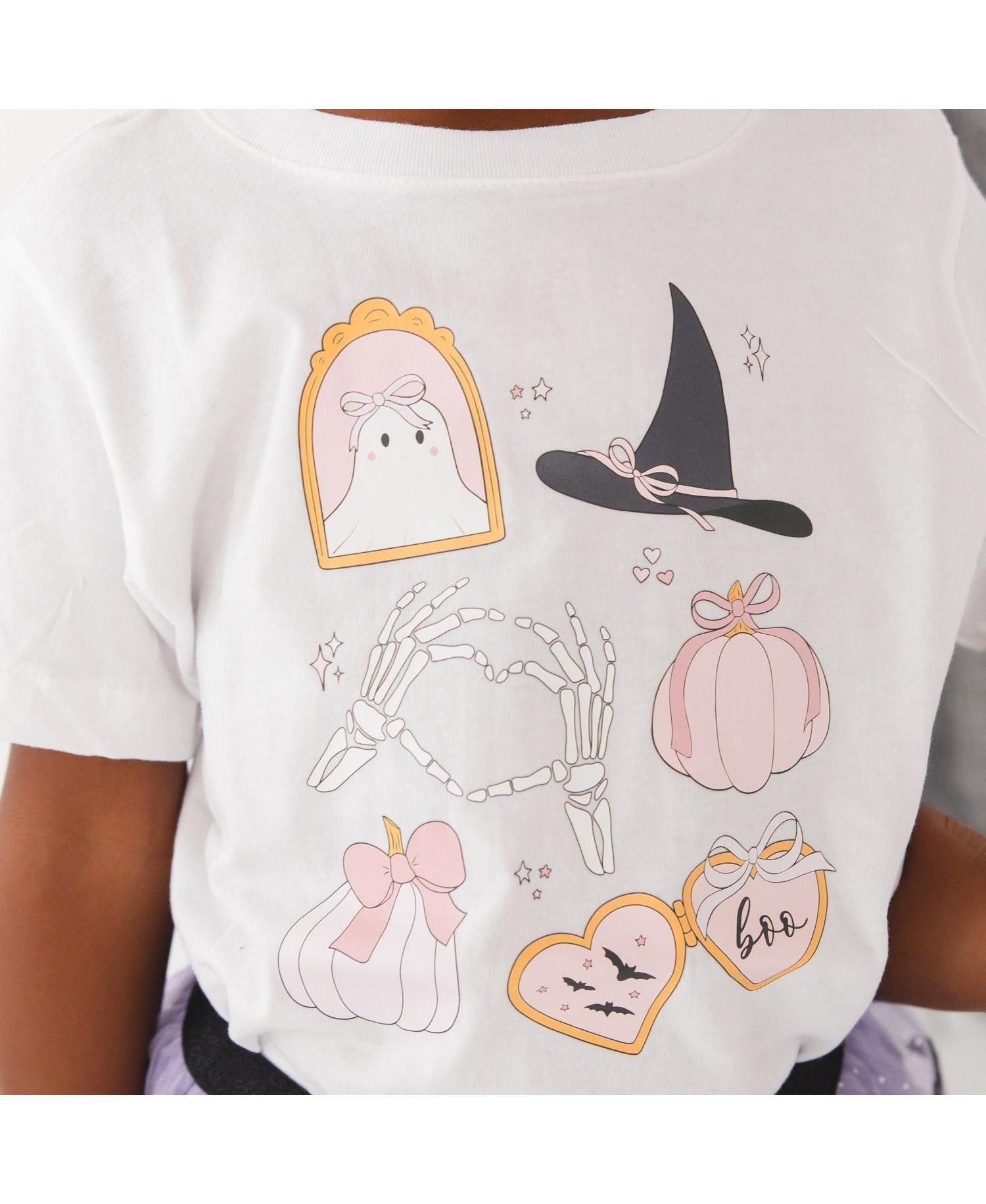 Little Girls Spooky Girlie Halloween Short Sleeve T-Shirt