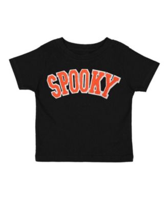 Little Boys Spooky Orange Patch Halloween Short Sleeve T-Shirt