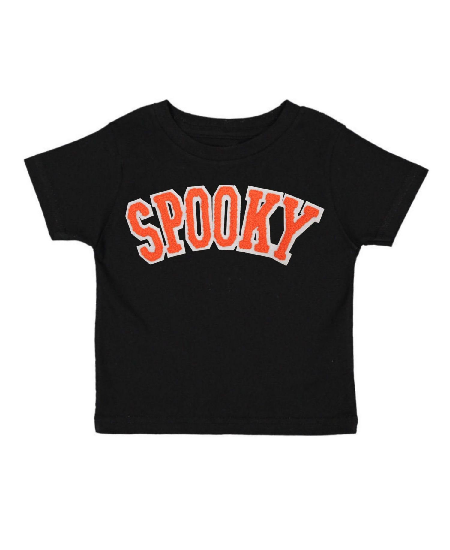 Little Boys Spooky Orange Patch Halloween Short Sleeve T-Shirt