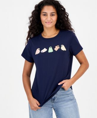 Juniors' Ghost Applique T-Shirt