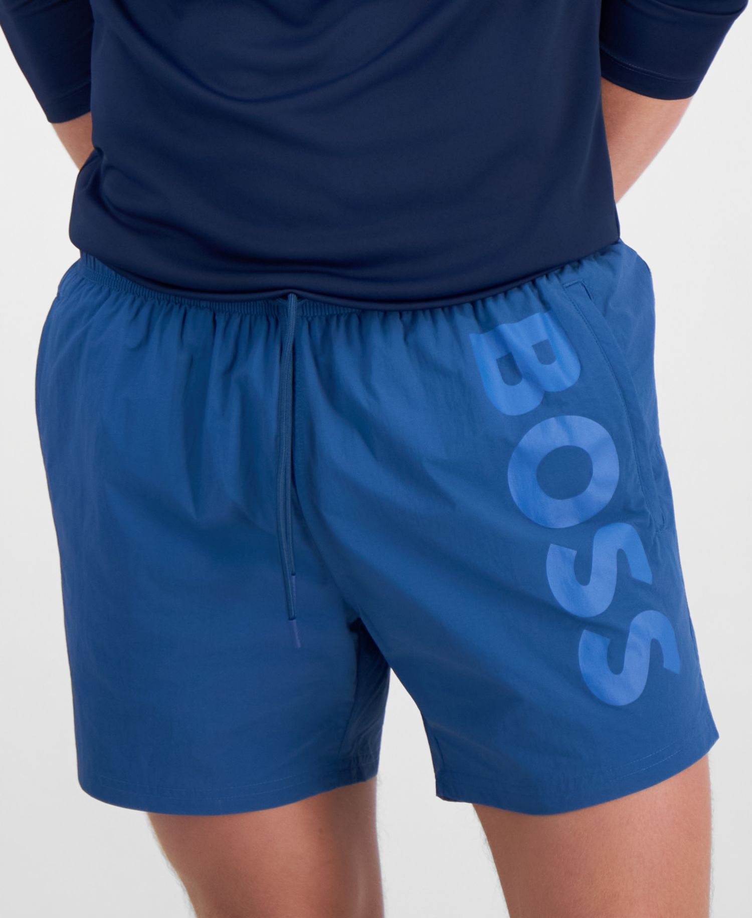 BOSS by Men's Octopus Logo Print Swim Trunks, 5" Inseam