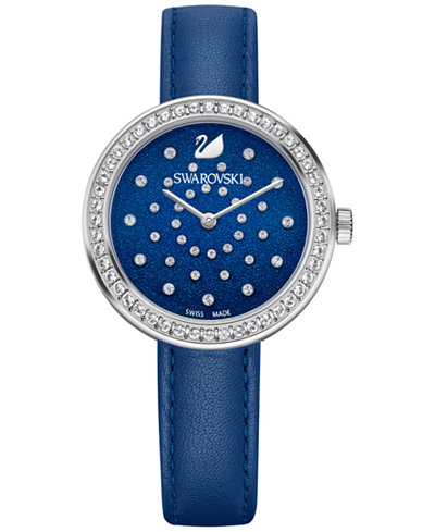 Swarovski Women's Swiss Daytime Blue Leather Strap Watch 31mm 5235485