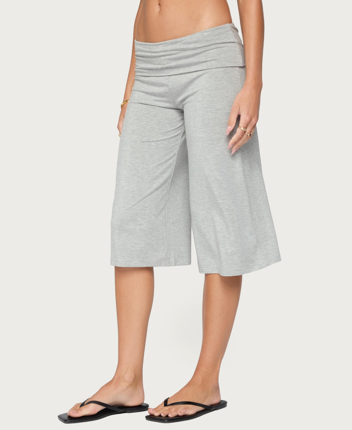 Edikted Women's Shirly Wide Leg Foldover Capri Pants