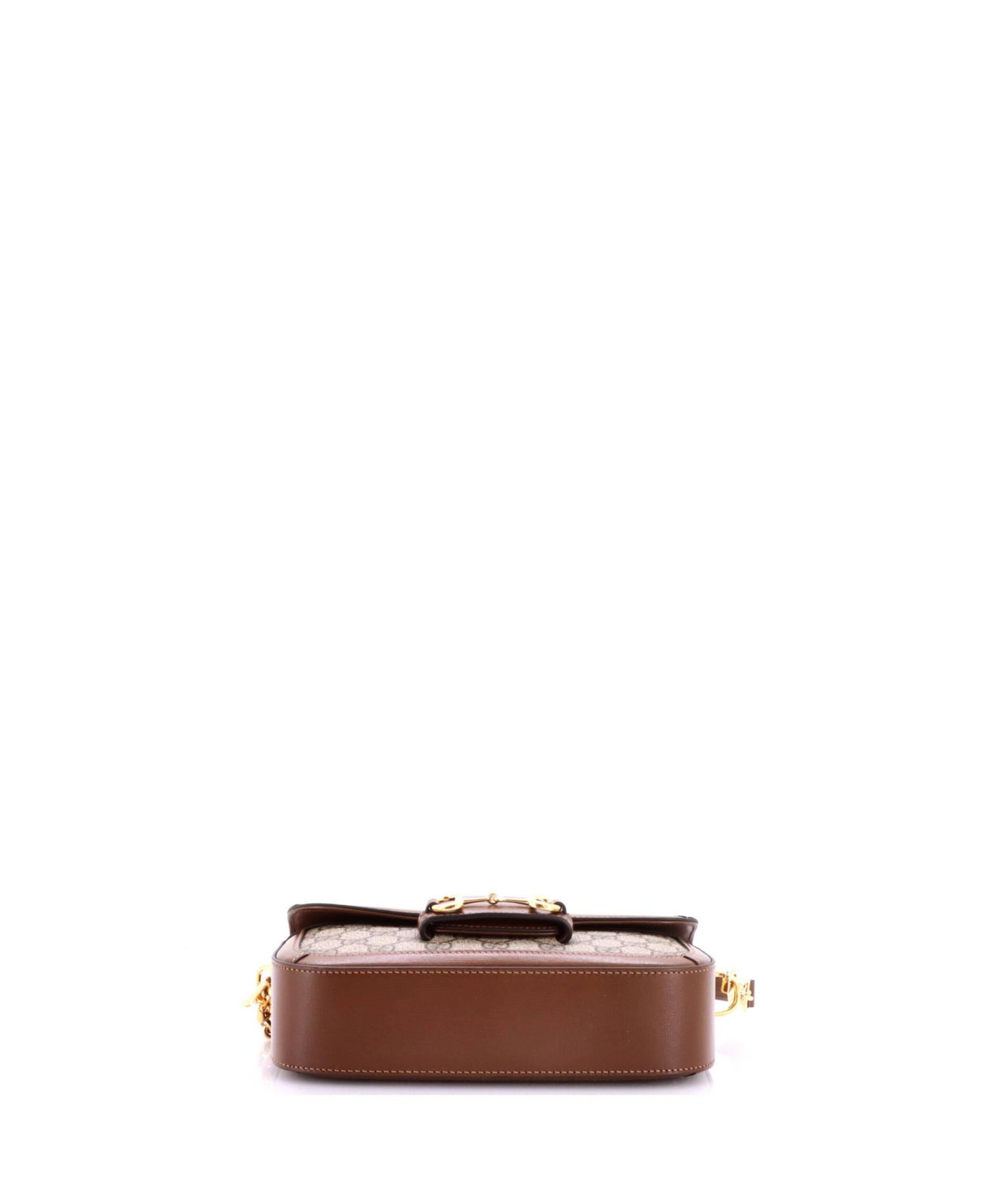 East West Horsebit 1955 Shoulder Bag GG Coated Canvas with Leather