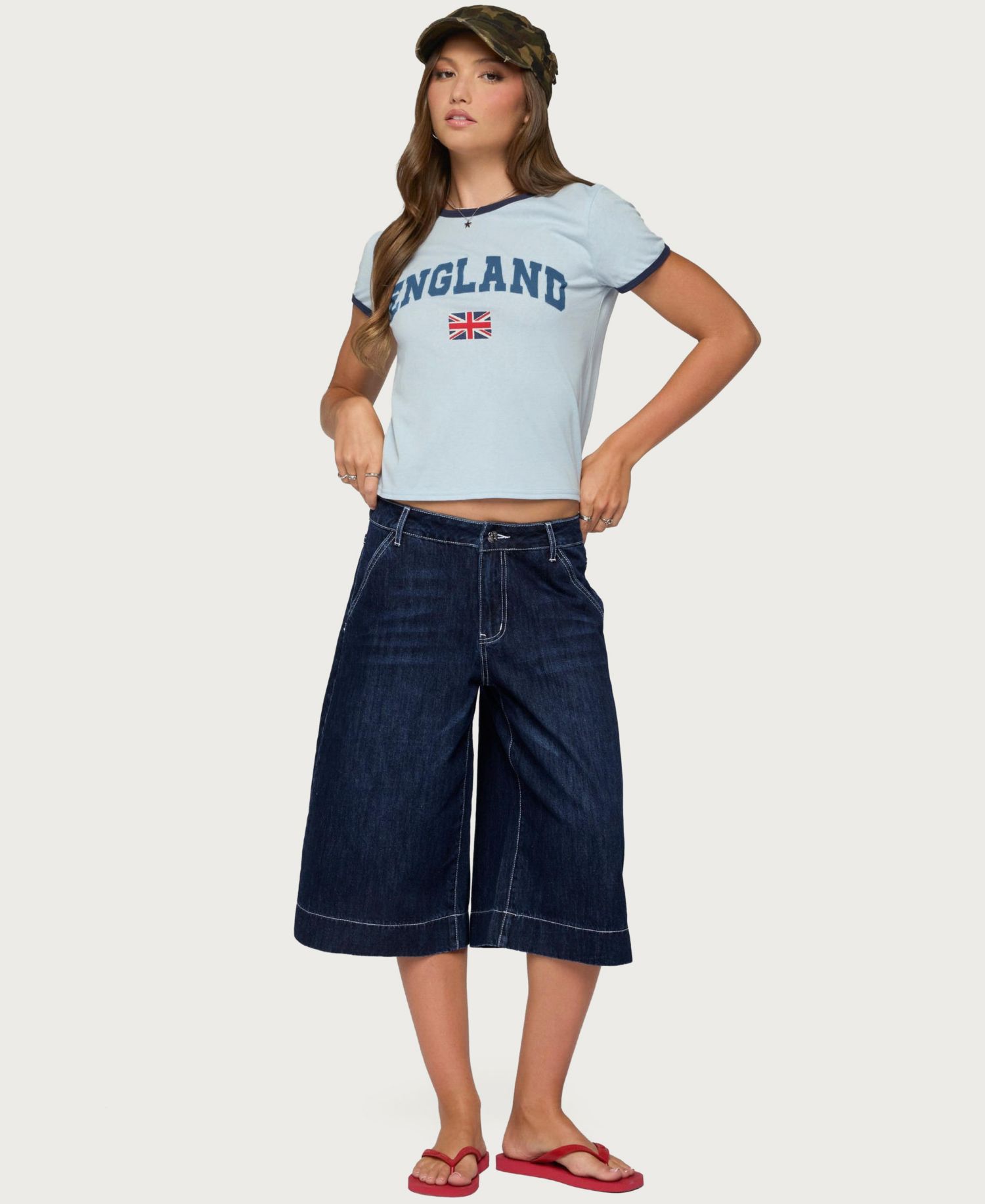 Women's Letty Low-Rise Wide-Leg Denim Bermuda Shorts, 16" Inseam