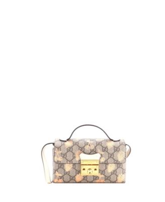 Mini Padlock Top Handle Bag Printed GG Coated Canvas and Leather