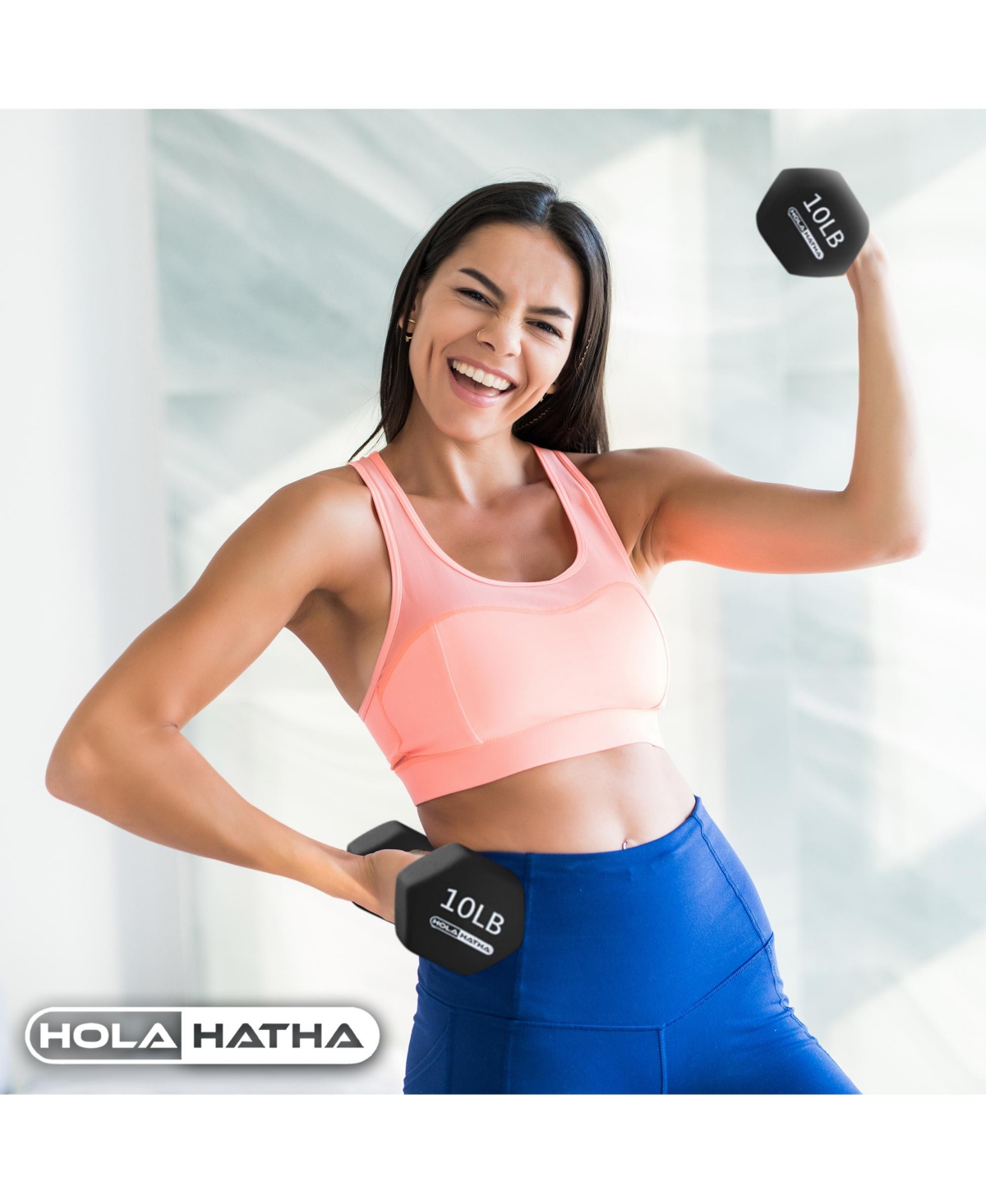 HolaHatha 146 Pound Neoprene Dumbbell Full Body Weight Set with Storage Rack