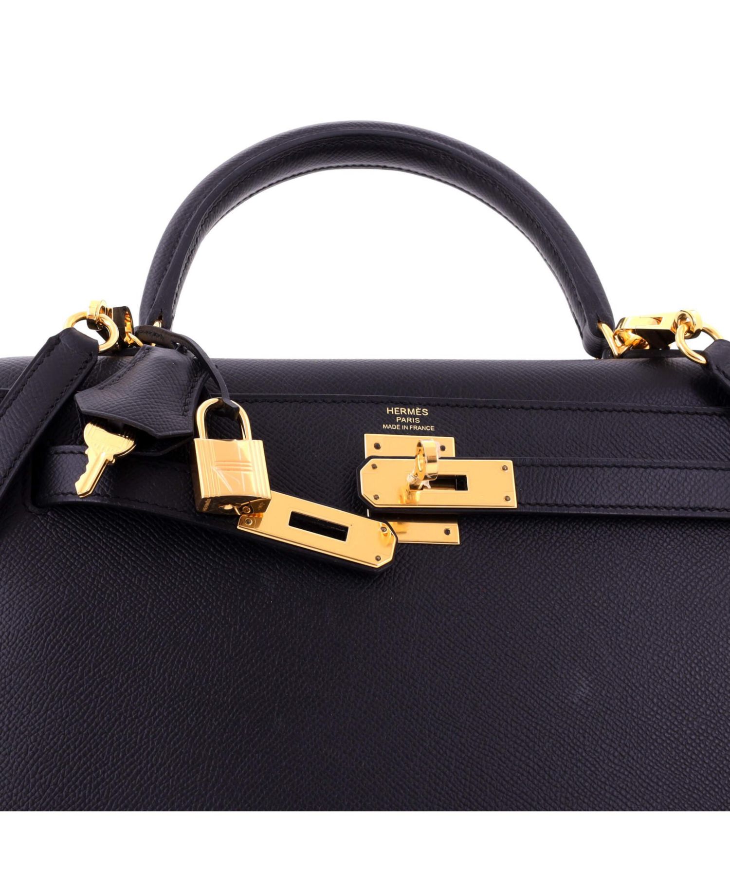 Pre-Owned Hermes Kelly 28 Handbag Black Epsom with Gold Hardware
