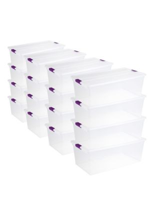 110 Qt Clear Storage Organization Box w/ Secure Latching Lid (16 Pack)