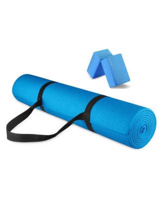 All Purpose High Density No Tear Exercise Mat w/Strap, Blue