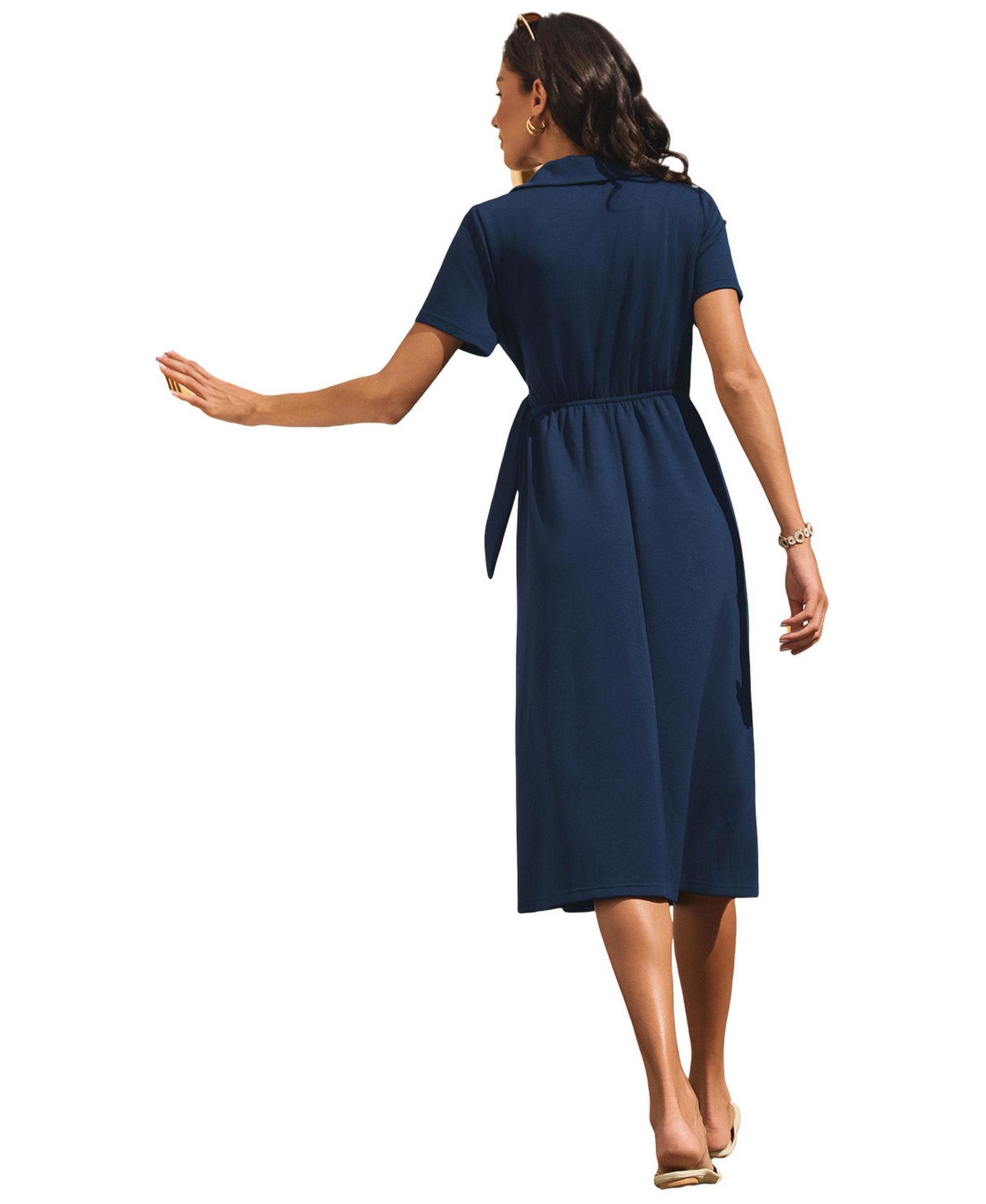 Women's Wrap Short-Sleeve Midi Dress