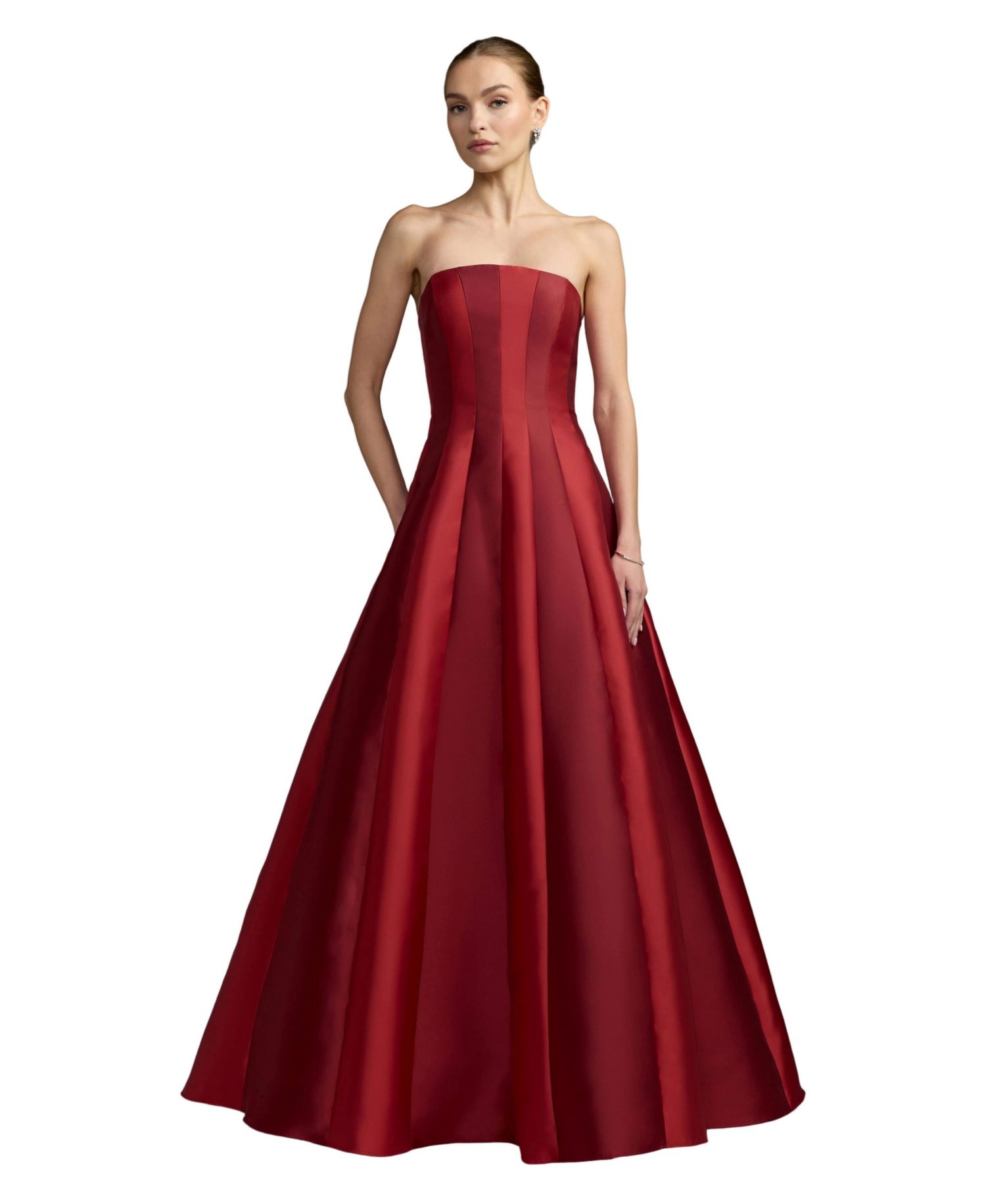 Women's Strapless Paneled Mikado Ball Gown