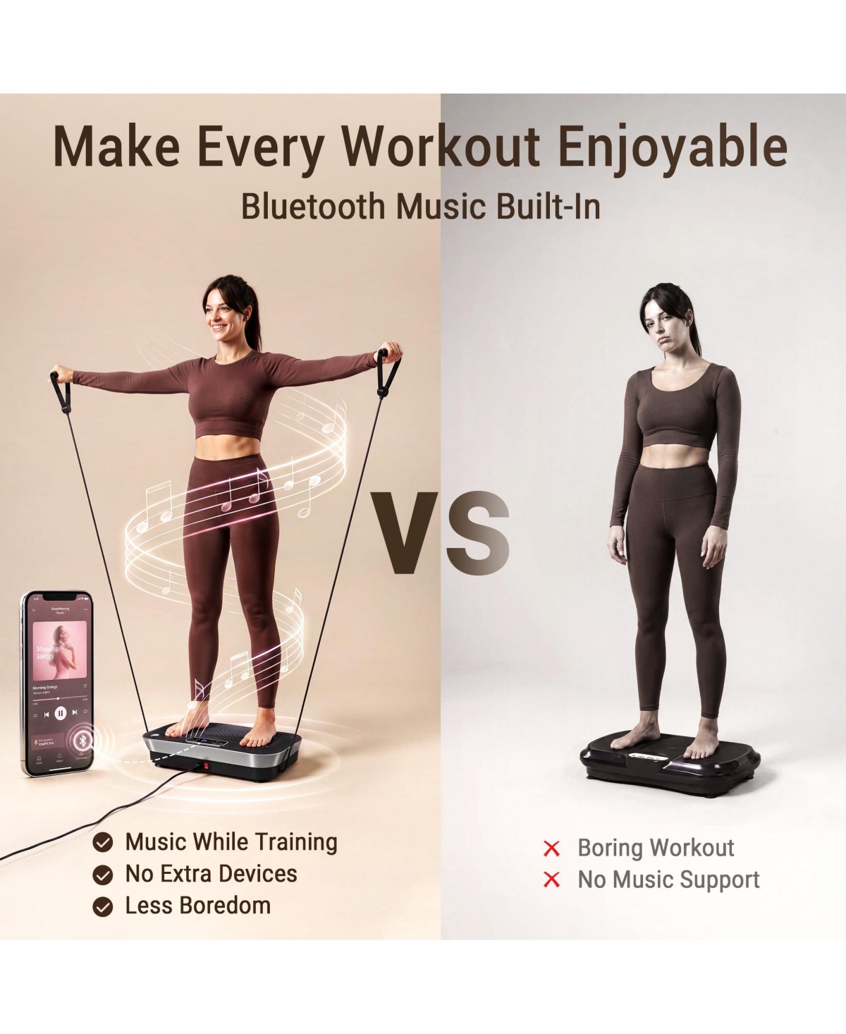 Syedee Vibration Plate Exercise Machine, 180 Speed Levels, Full Body Workout Platform, 450 lbs Capacity with Bluetooth, Resistance Bands