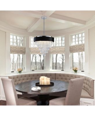 18" Modern Crystal Chandelier with Imitation Velvet Anti-Glare Shade (Bulb Not Included)