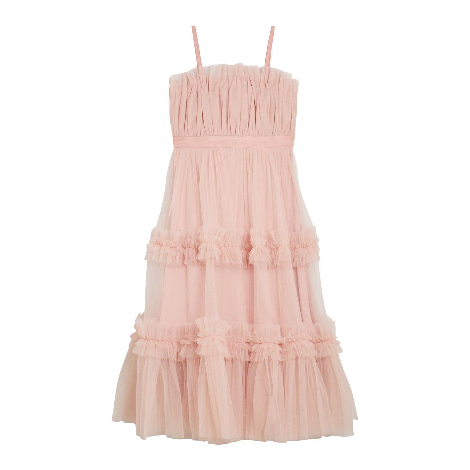 Women's Square Neck Tiered Tulle Midi Dress