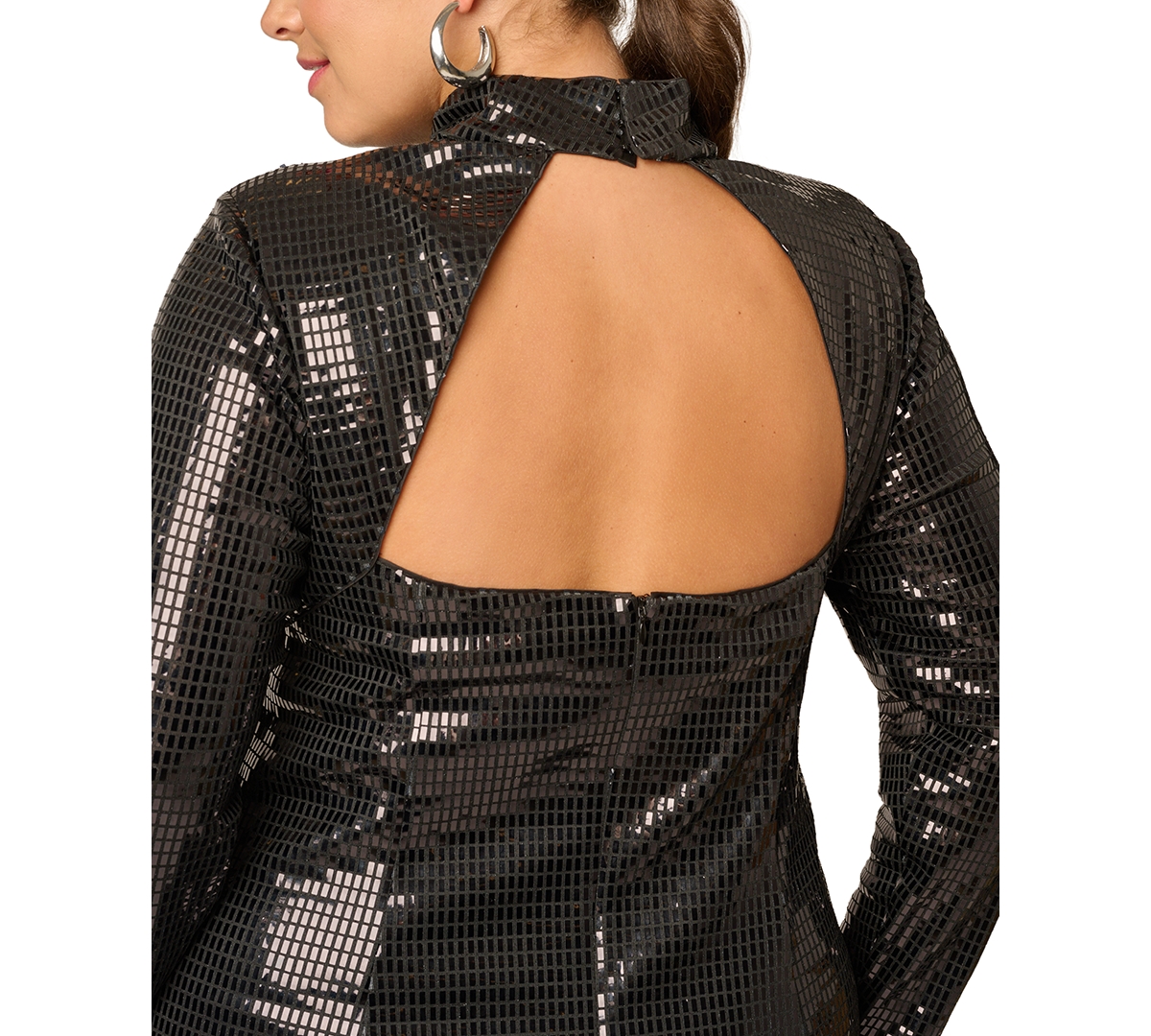 Adrianna Plus Sequin Open-Back Cutout Long Dress