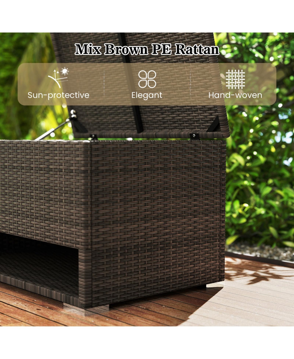 Mecale 48-Gallon Rattan Storage Bin, Waterproof Liner, Shoe Shelf