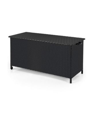 85-Gallon Indoor Outdoor Storage Box, Rolling Wicker Deck Chest