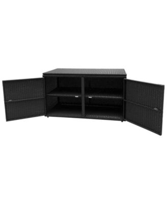 88-Gallon Rattan Storage Cabinet with Flip Top and Double Doors