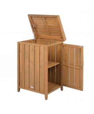 Acacia Wood Package Delivery Box with Lift Lid and Shelf