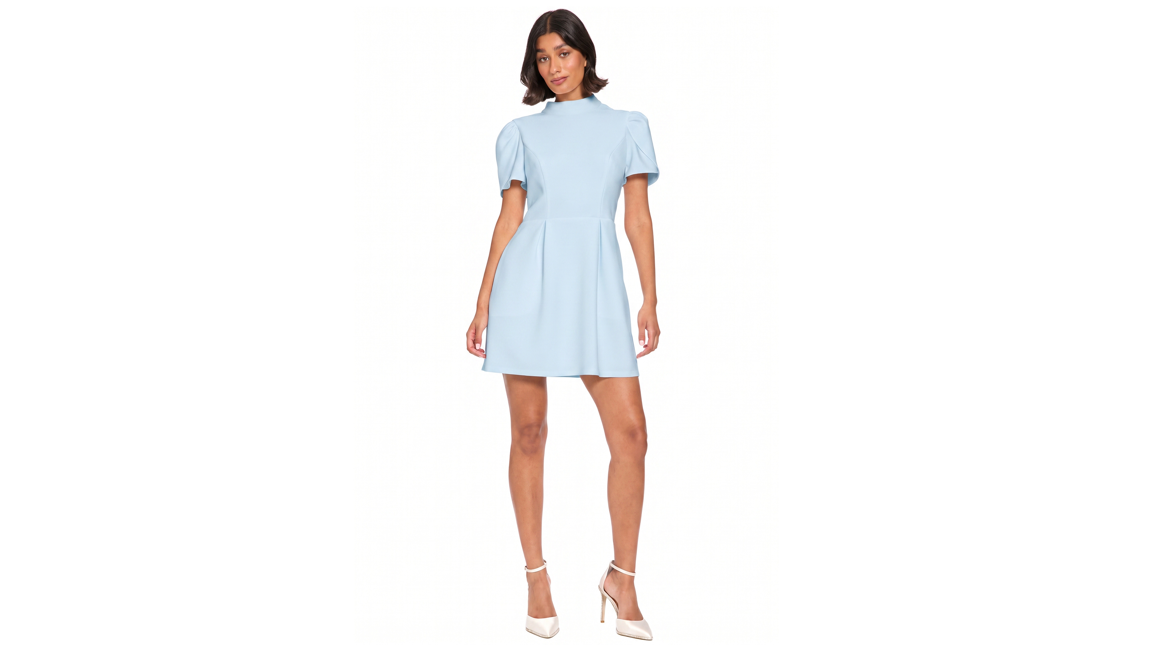 Ivy + blu Women's Mock Neck Puff Sleeve Fit & Flare Mini Dress