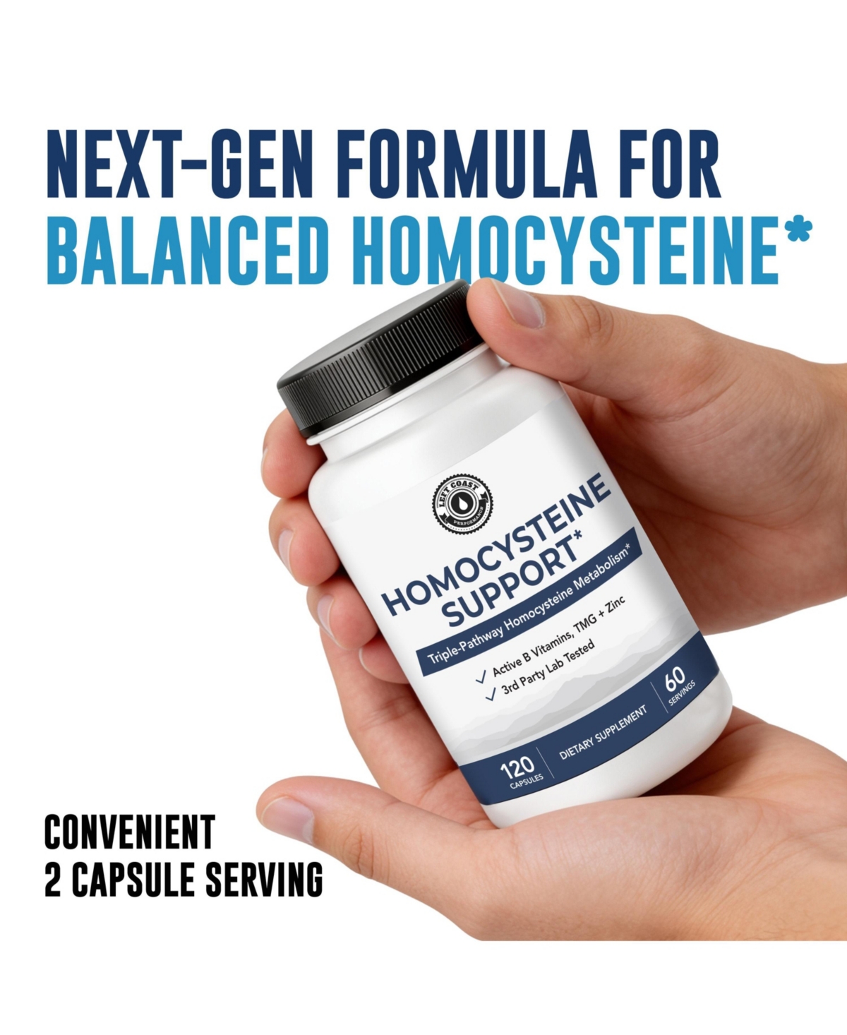 Left Coast Performance Homocysteine Support Capsules with Methylated B Complex Vitamins and Tmg