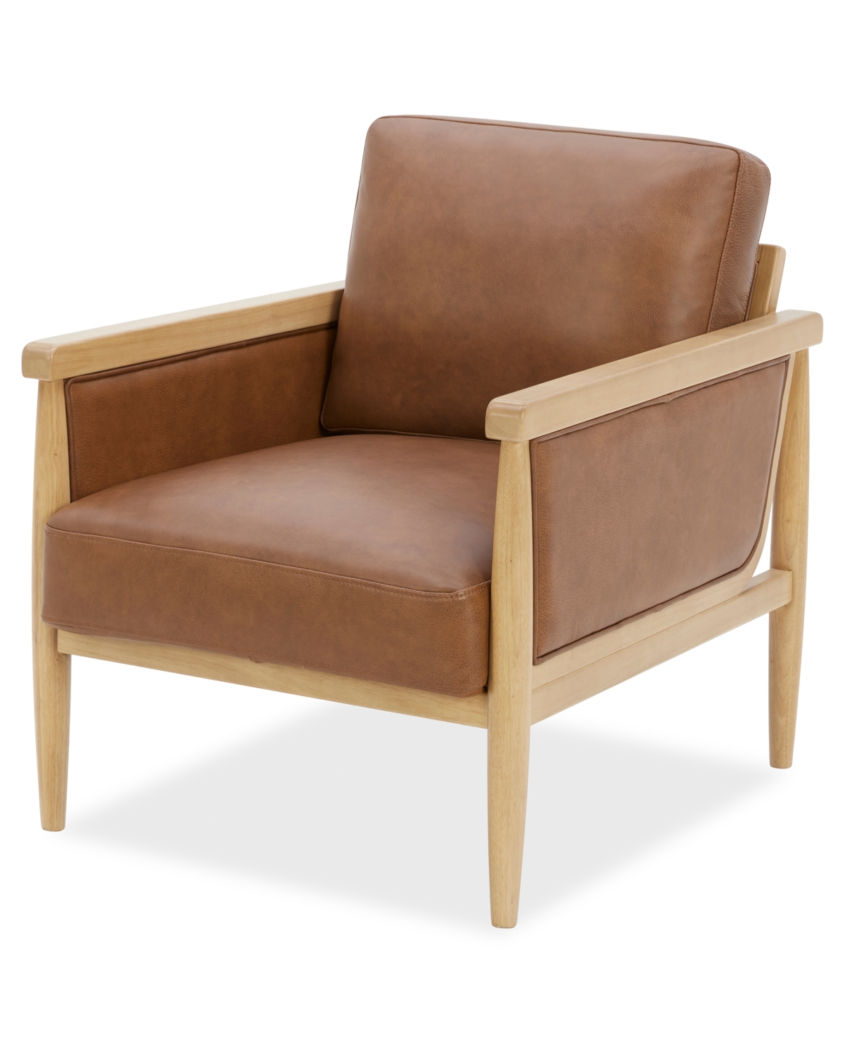 Camelle Tapered Wood Legs Leather Accent Chair, Macy's Exclusive