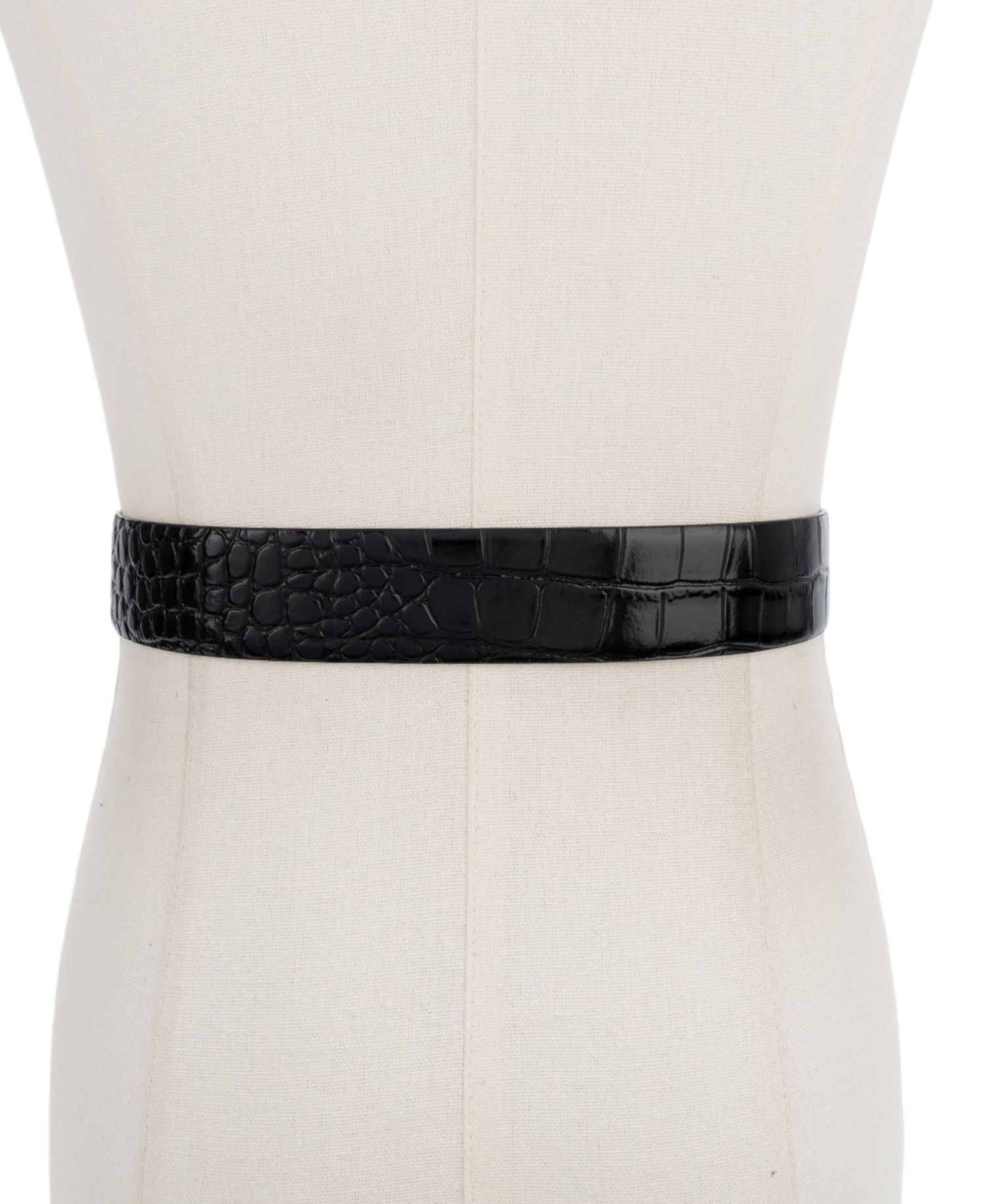 MICHAEL Antique Gold-Tone Buckle Leather Belt