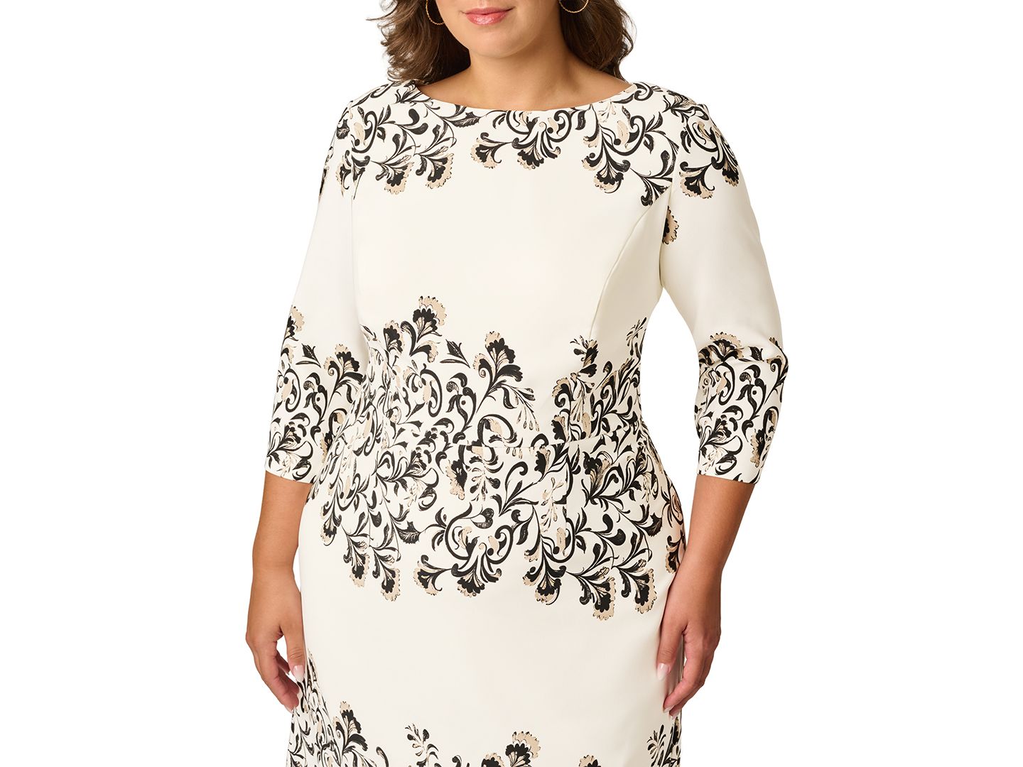 Женское платье Adrianna Papell Plus Size Floral-Print 3/4-Sleeve Sheath, цвет: Слоновая кость разноцветный — фото 4