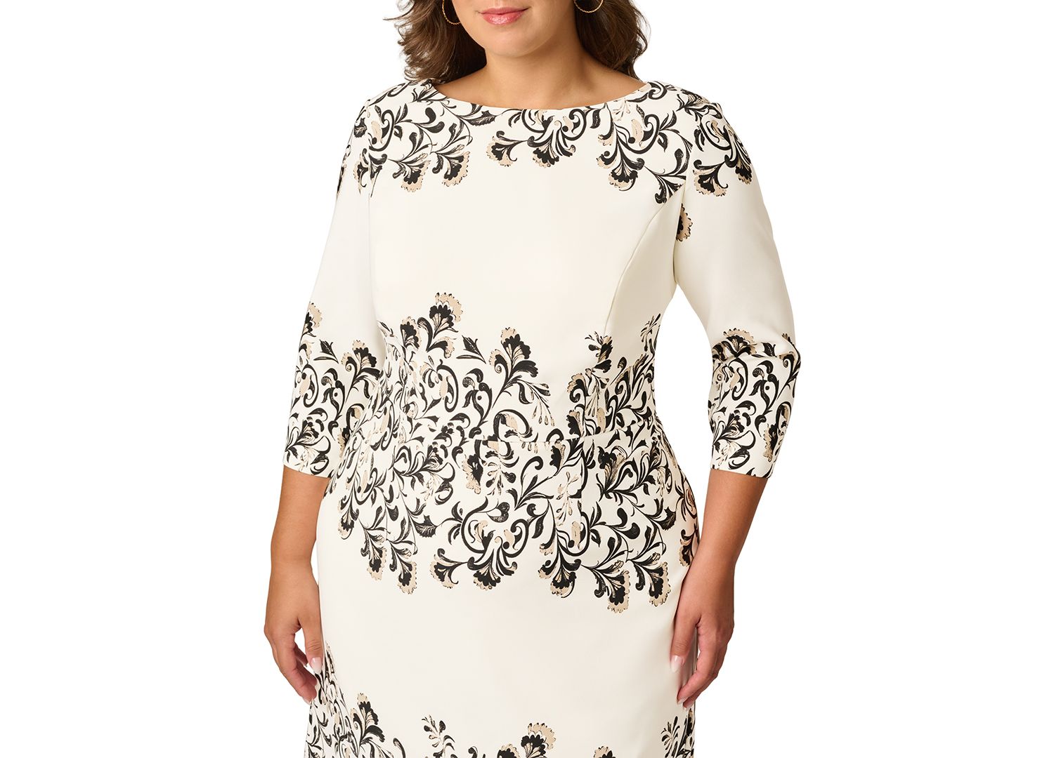 Plus Size Floral-Print 3/4-Sleeve Sheath Dress