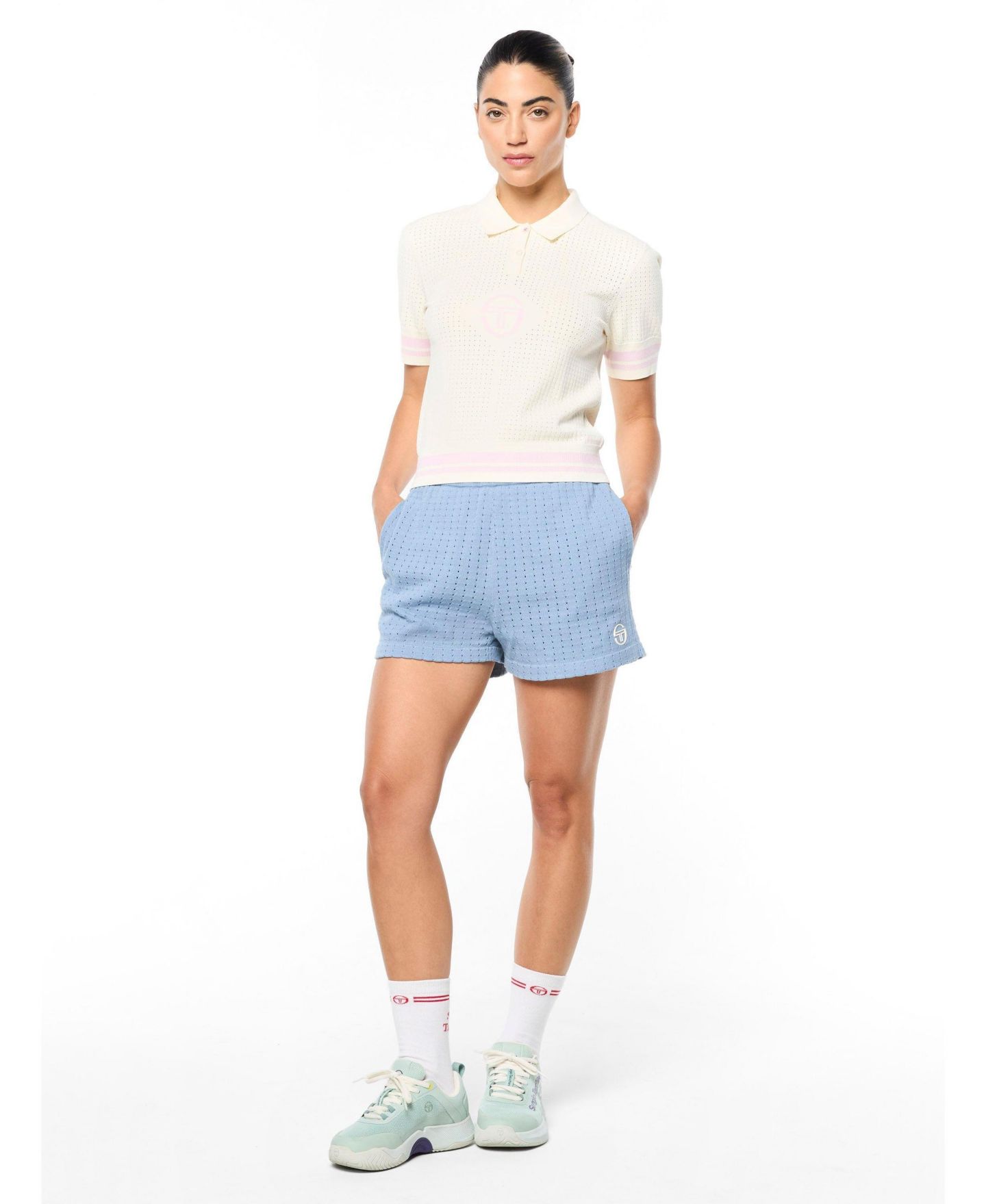 Женское поло Sergio Tacchini Leila Short-Sleeve Pointelle-Knit Polo, цвет: Gardenia — фото 2