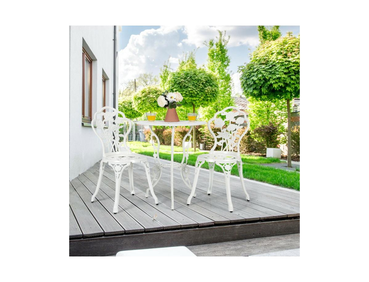 Mondawe Outdoor Cast Aluminum Patio Furniture Set with Rose Design