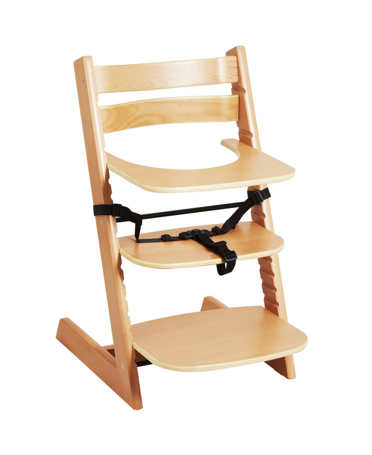Slickblue Kids Grow With Wooden High Chair, Portable Feeding Seat with Adjustable Height and Footrest-Light Brown - Light Brown