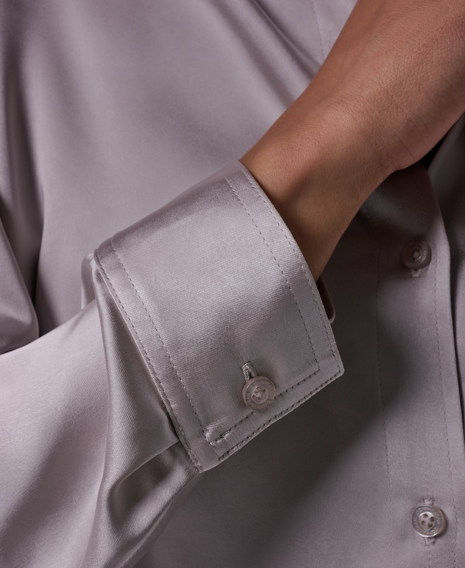 Women's Satin Long-Sleeve Button-Down Blouse