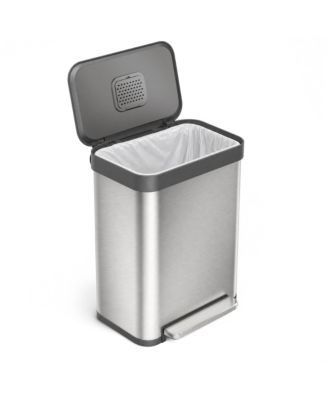 13 Gallon Stainless Steel Kitchen Trash Can with Soft-Close Step Pedal Lid