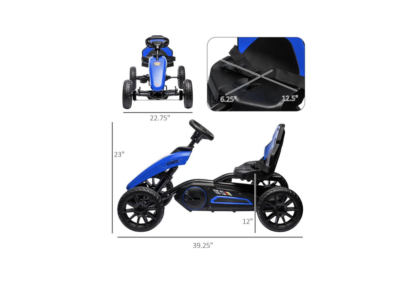 Детская игрушка YOBTOP Kids Pedal Go Kart with Adjustable Seat & Handbrake, 66 lb. Capacity, Ages 3-8, цвет: Синий — фото 3
