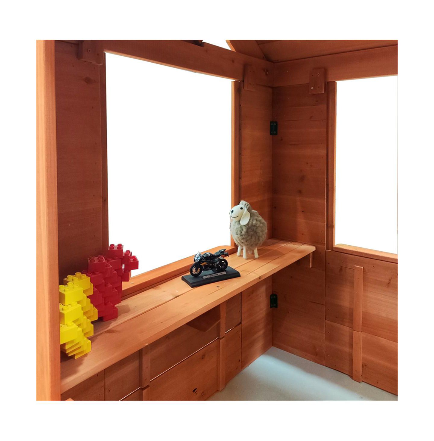 Детская игрушка YOBTOP Fir Wood Rot-Resistant Country-Style Playhouse with 2 Windows, Ages 3-8, цвет: Золотой коричневый — фото 5
