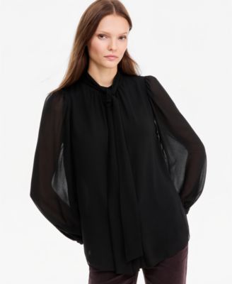 Women's Dahlia Chiffon Tie-Neck Long-Sleeve Blouse, Macy's Exclusive
