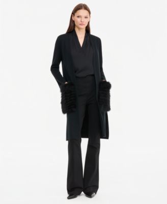 Women's Willow Faux Fur Trim Long Cardigan