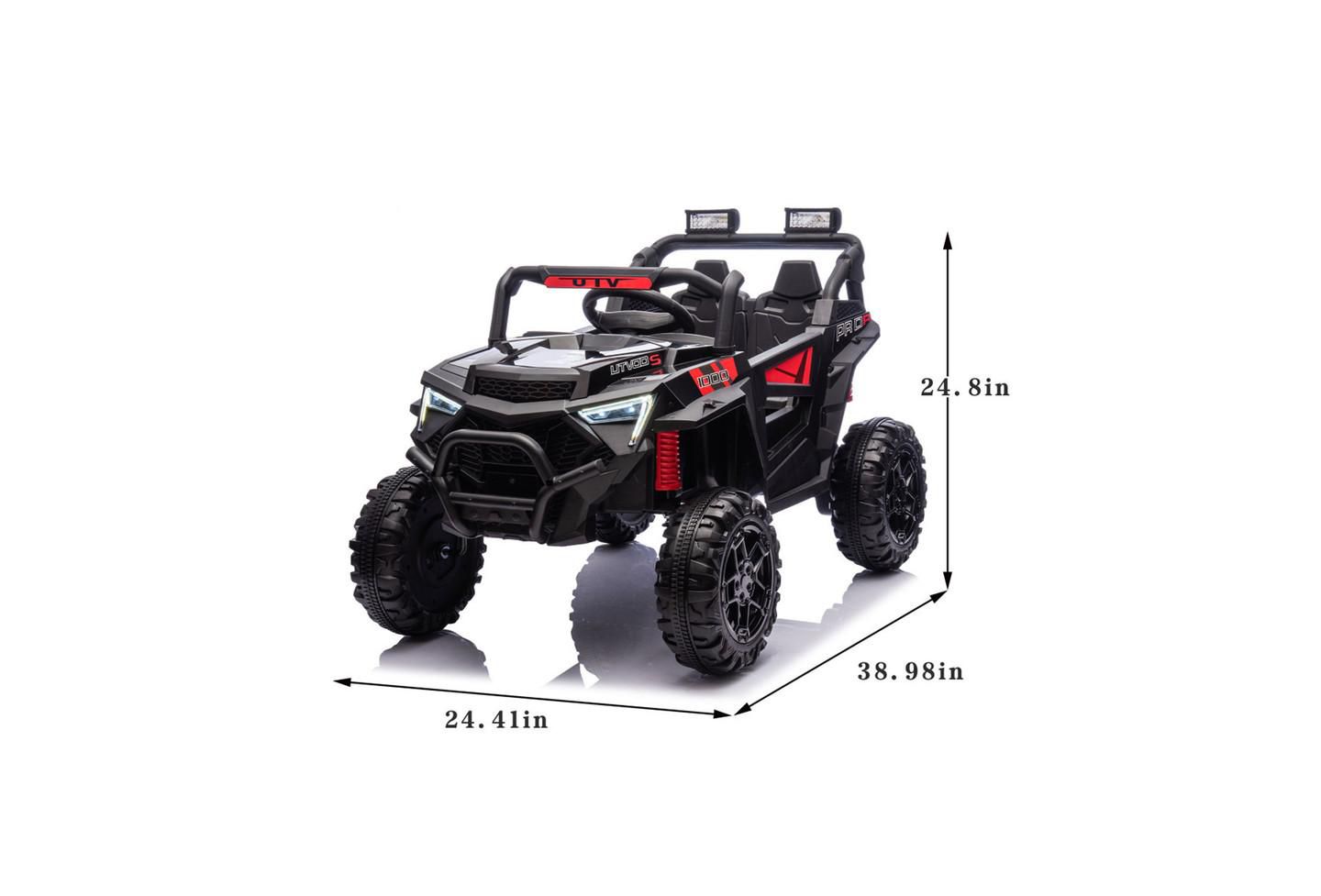Детская игрушка YOBTOP 24V 400W Kids Ride On Electric UTV - Parents Remote Control, Four-Wheel Suspension, LED Lights, USB and MP3 Music and Bluetooth for Kids, цвет: Чёрный красный — фото 3