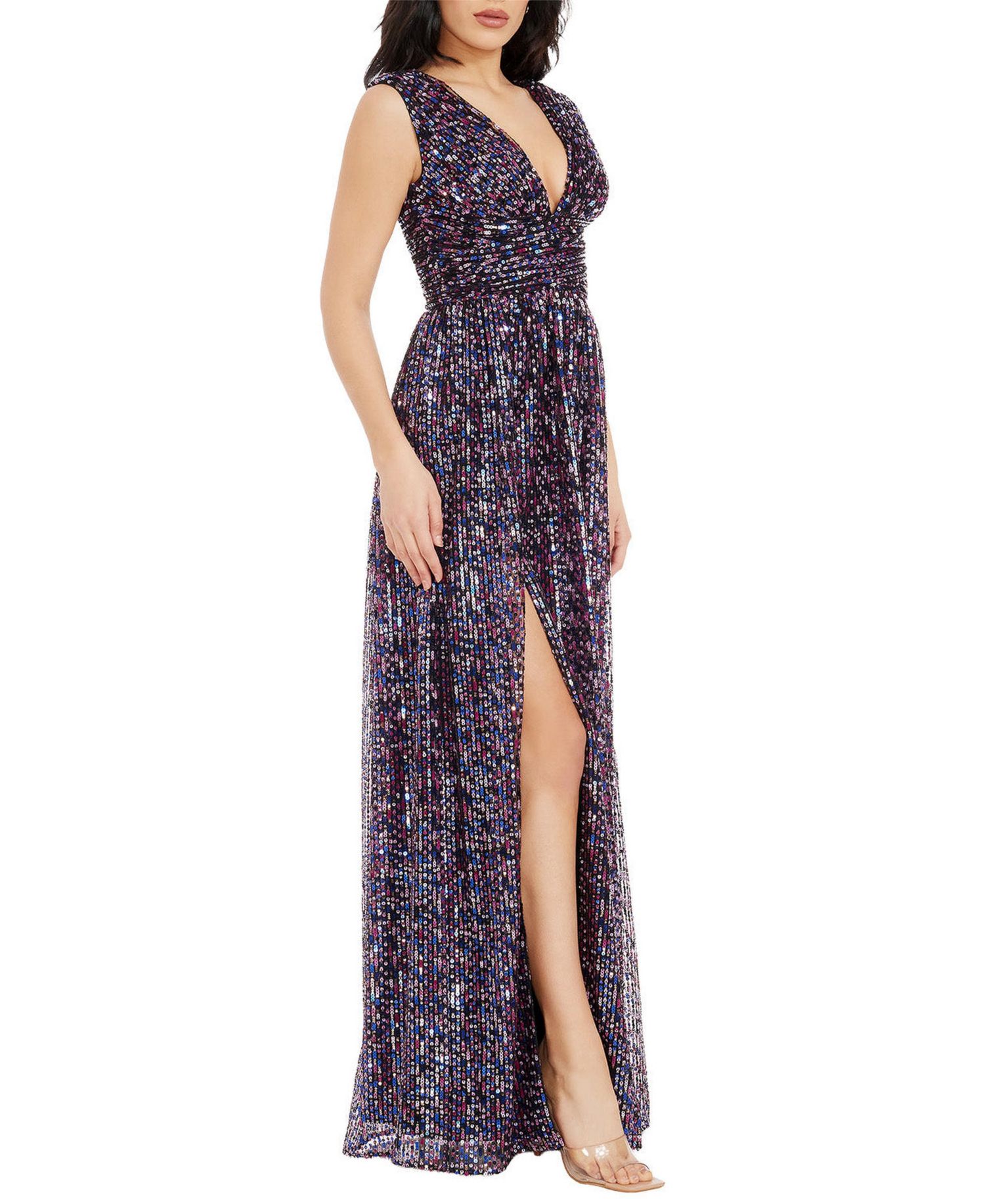 Women's Jaclyn Sleeveless Deep V-Neck Sequin Gown