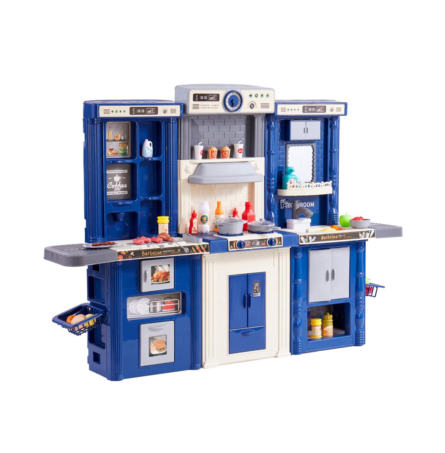 Детский игровой набор YOBTOP 3-in-1 Kids Kitchen Playset with 74 Accessories, Ages 3+, цвет: Синий — фото 10