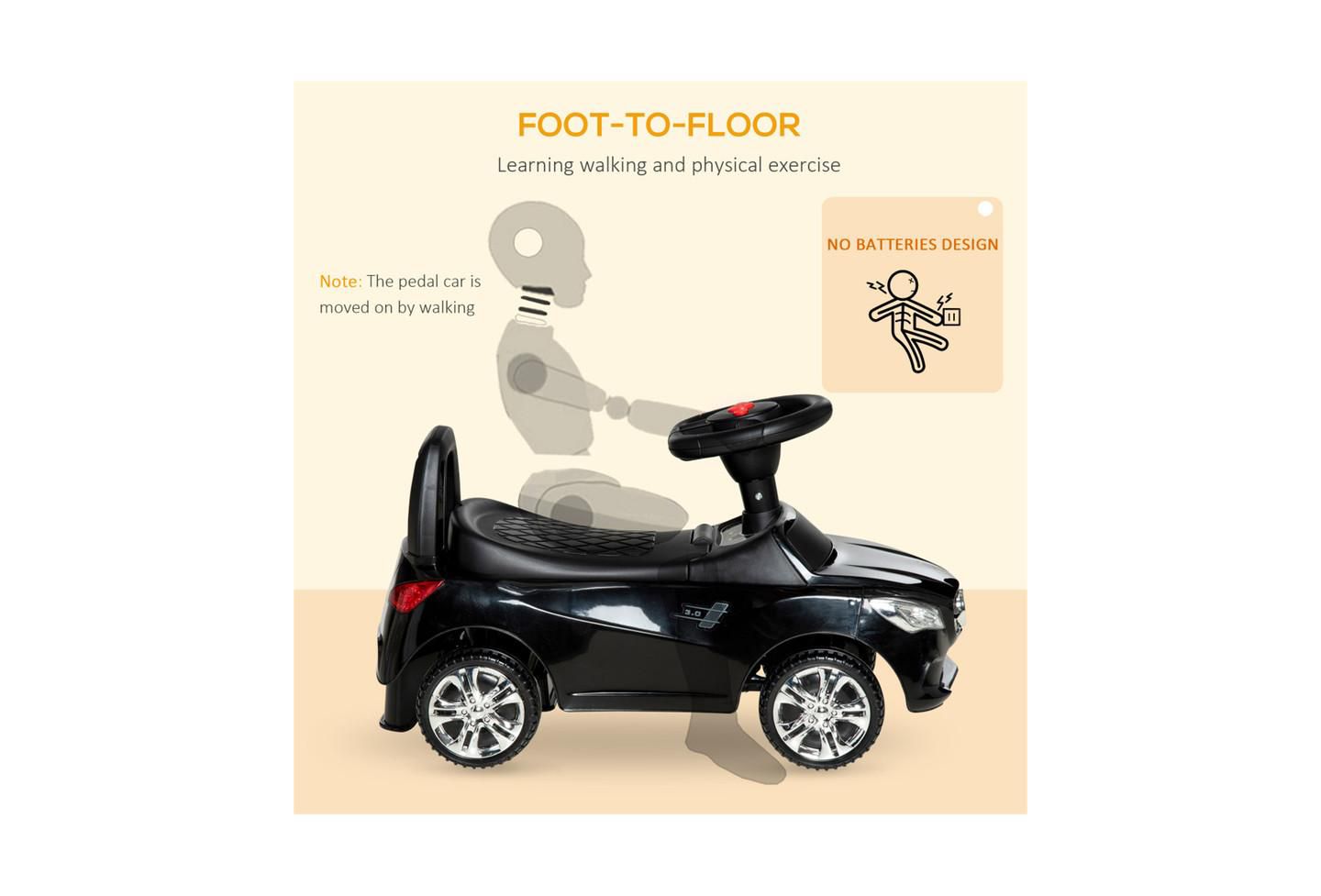 Детская игрушка YOBTOP Kids Ride On Push Car - Foot-to-Floor Walking Sliding Toy Car for Toddler with Working Horn, Music, Headlights and Storage, цвет: Чёрный — фото 6