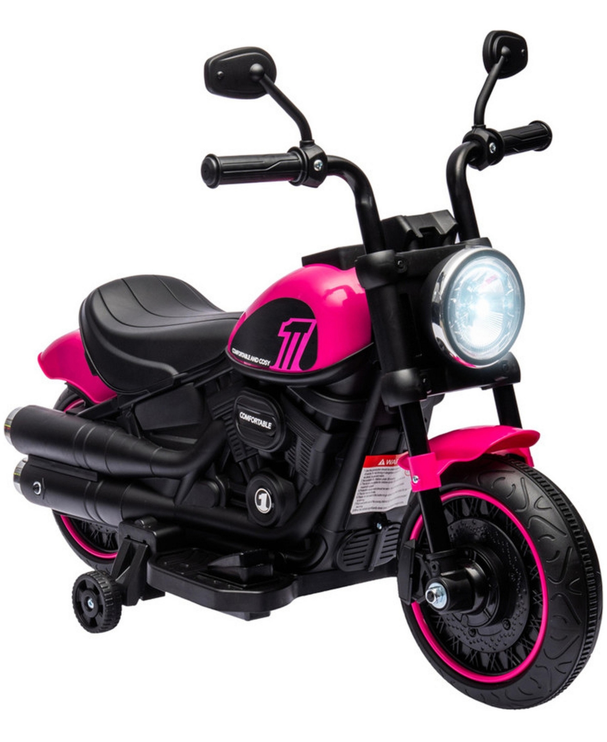 Yobtop Kids Motorcycle with Training Wheels - 6V Ride-on Toy for Toddler Ages 18-48 Months, Battery-Operated Motorbike, Single-Button Start, Headlight